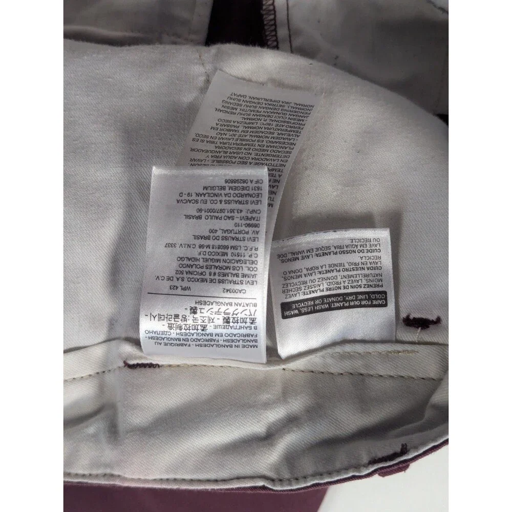 Levi Jeans 34x32 Plum Cotton Pants Straight Leg 34x32